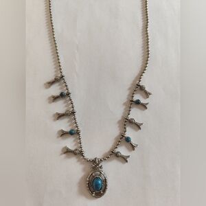 4/$50⭐️Vintage Silver Tone And Turquoise (Color) Mode Art Statement Necklace
